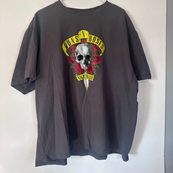 Guns N’ Roses Nightrain T-Shirt 4XL Dark Gray Skull Roses Graphic Rock Band Tee - Picture 1 of 3
